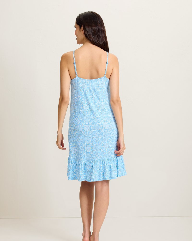 Jersey Sleeveless Short Chemise - Breeze Blue