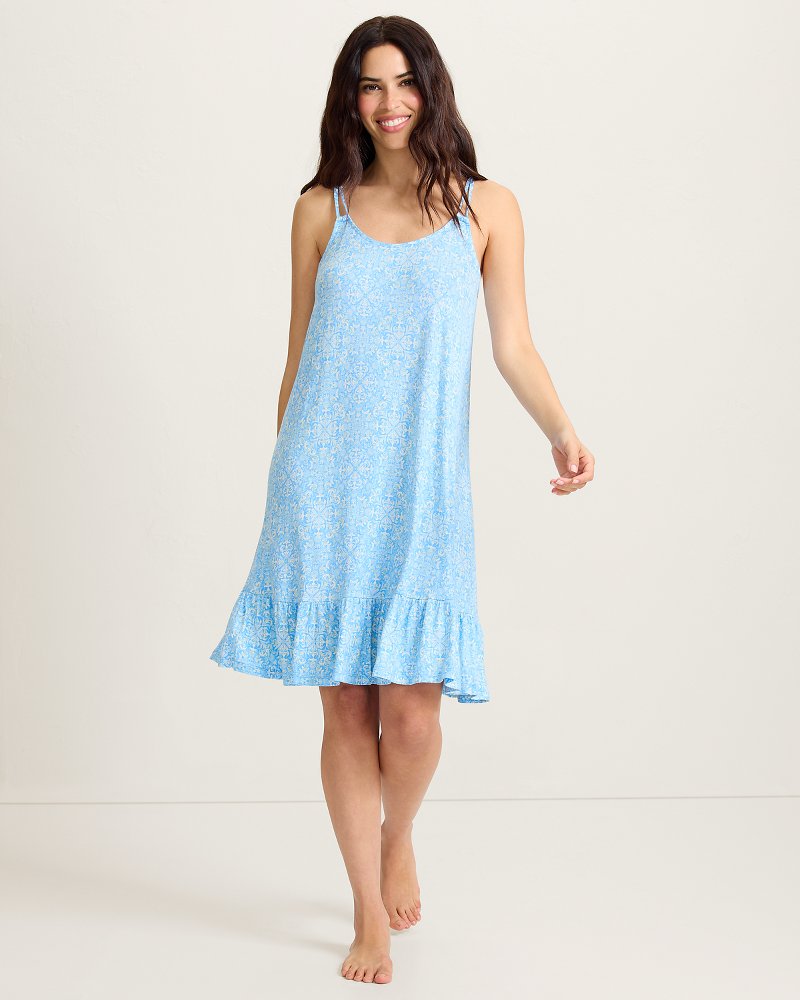 Jersey Sleeveless Short Chemise - Breeze Blue