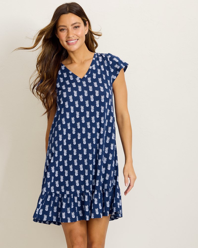 Jersey Cap-Sleeve Short Sleep Dress - Classic Navy