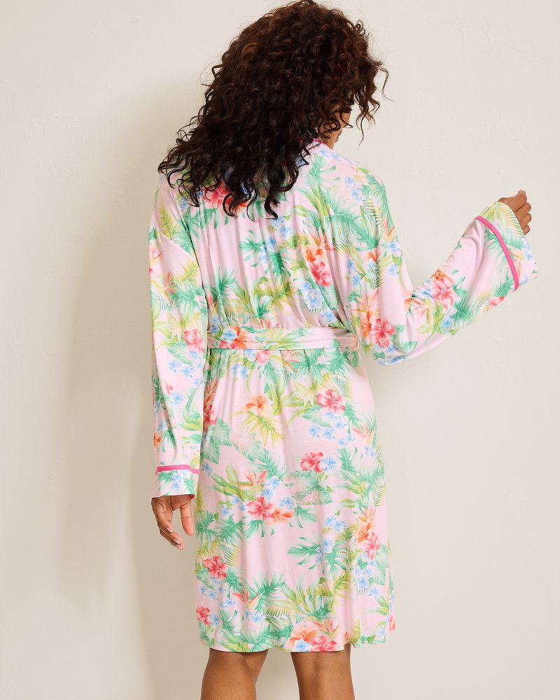 Jersey Long-Sleeve Short Robe - Pale Pink