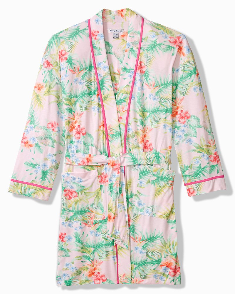 Jersey Long-Sleeve Short Robe - Pale Pink