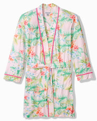 Jersey Long-Sleeve Short Robe - Pale Pink