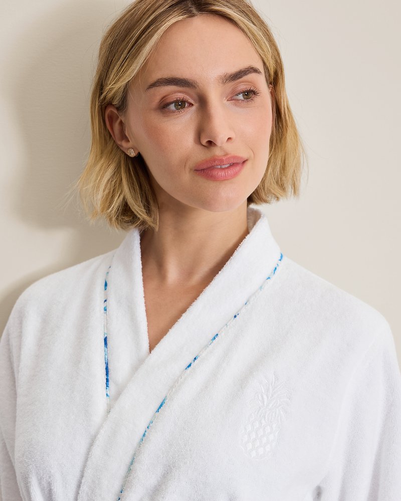 Terry Long-Sleeve Short Robe - Bright White