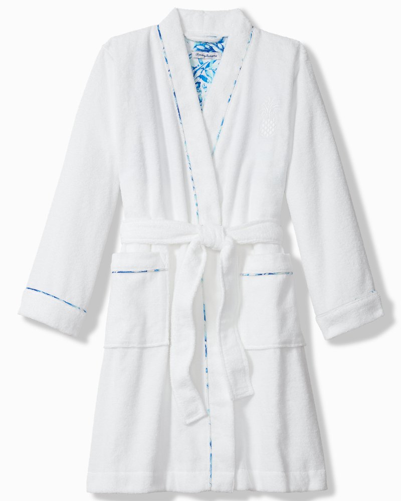 Terry Long-Sleeve Short Robe - Bright White