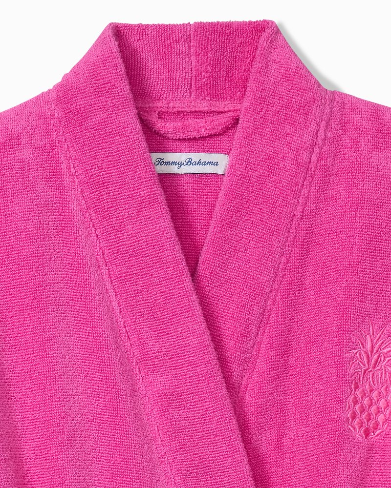 Terry Long-Sleeve Short Robe - Bright Pink