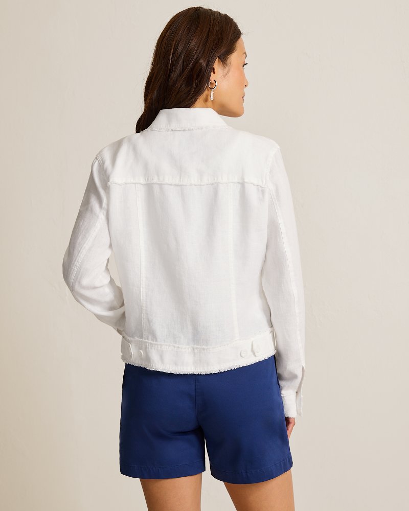 Two Palms Linen Raw-Edge Jacket - White
