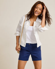 Two Palms Linen Raw-Edge Jacket - White