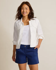 Two Palms Linen Raw-Edge Jacket - White