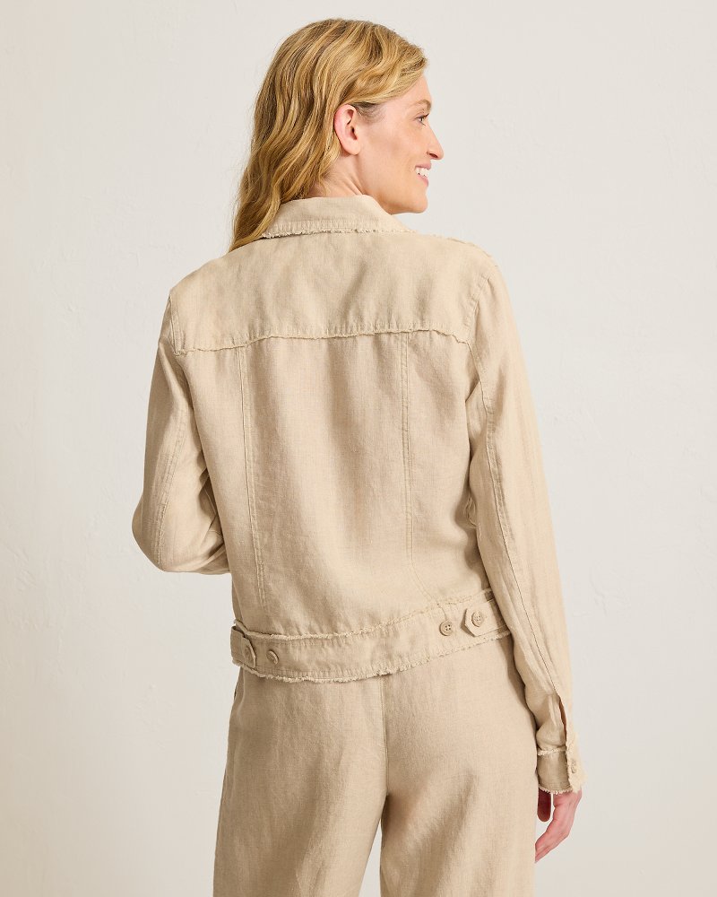 Two Palms Linen Raw-Edge Jacket - Natural