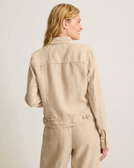 Two Palms Linen Raw-Edge Jacket - Natural