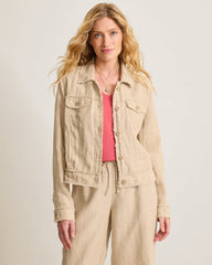 Two Palms Linen Raw-Edge Jacket - Natural