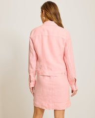 Two Palms Linen Raw-Edge Jacket - Light Salmon