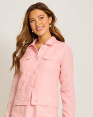 Two Palms Linen Raw-Edge Jacket - Light Salmon