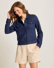 Two Palms Linen Raw-Edge Jacket - Coastline