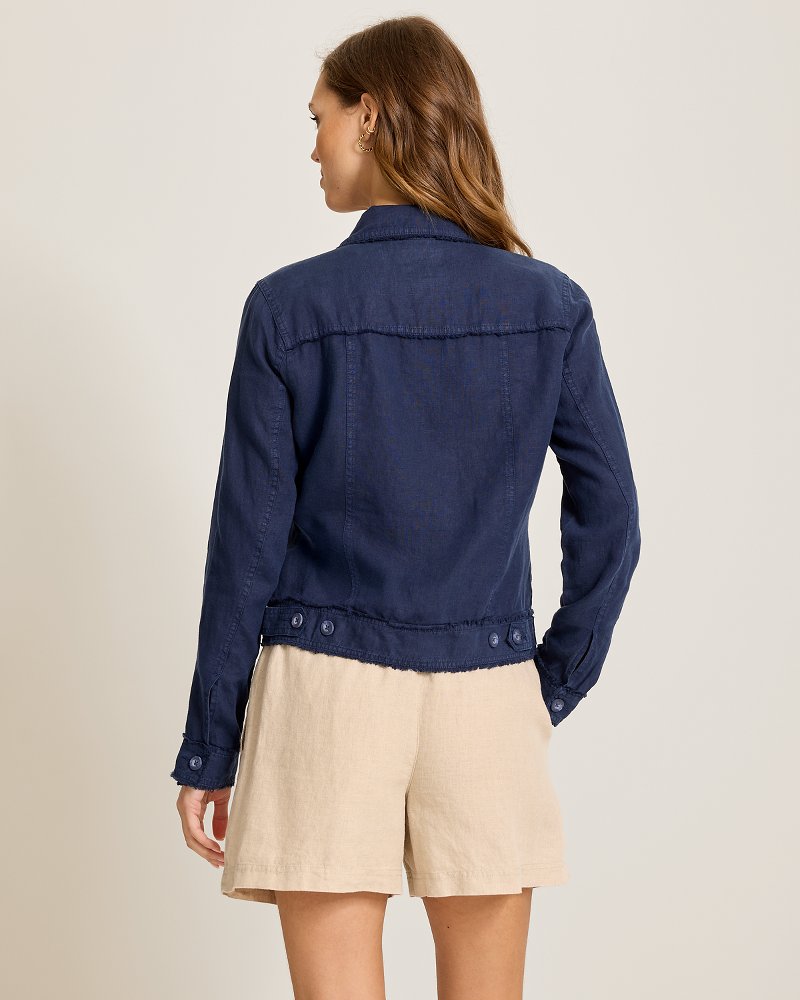 Two Palms Linen Raw-Edge Jacket - Coastline