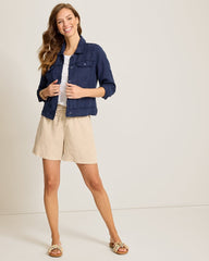 Two Palms Linen Raw-Edge Jacket - Coastline