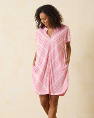 Short-Sleeve Sleep Caftan - Coral Pink