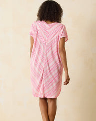 Short-Sleeve Sleep Caftan - Coral Pink