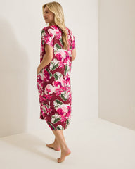 Satin Maxi Sleep Caftan - Fuchsia Pink