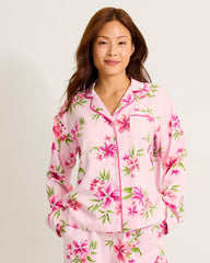 Woven Sateen Long-Sleeve Top &amp; Pants Pajama Set - Chalk Pink