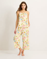 Lawn Tank Top &amp; Cropped Pants Pajama Set - Pale Yellow