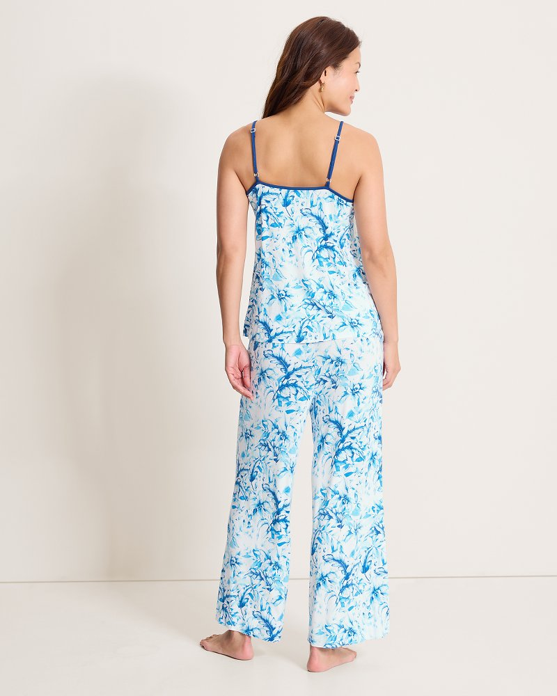 Jersey Tank Top &amp; Cropped Pants Pajama Set - Tropical Blue