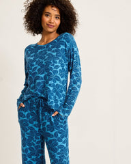 Knit Long Sleeve &amp; Pants Pajama Set - Deep Sea Teal