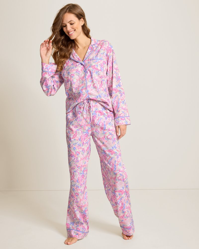 Woven Long-Sleeve Top &amp; Pants Pajama Set - Multicolor