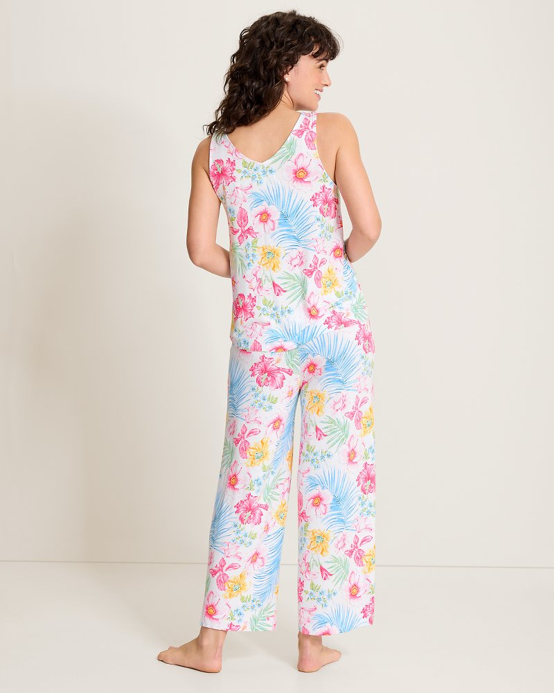 Jersey V-Neck Tank Top &amp; Cropped Pants Pajama Set - Pink Carnation
