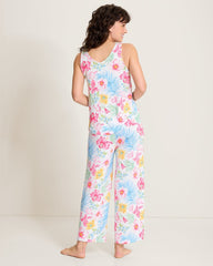 Jersey V-Neck Tank Top &amp; Cropped Pants Pajama Set - Pink Carnation