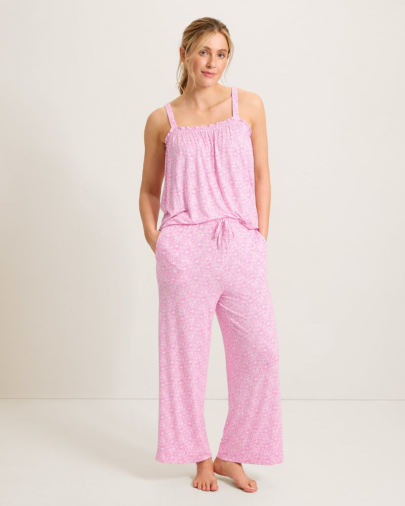 Jersey Tank Top &amp; Cropped Pants Pajama Set - Raspberry Creamsicle