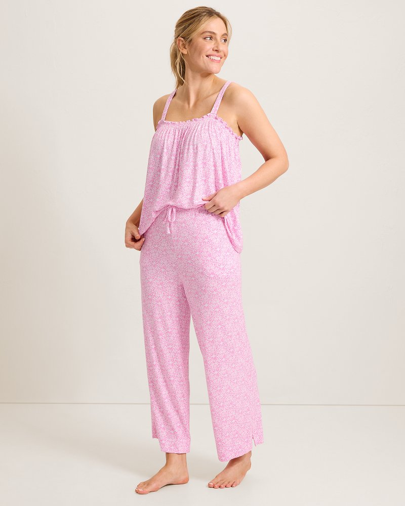Jersey Tank Top &amp; Cropped Pants Pajama Set - Raspberry Creamsicle