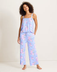 Jersey Tank Top &amp; Cropped Pants Pajama Set - Blue Whisper