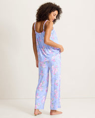 Jersey Tank Top &amp; Cropped Pants Pajama Set - Blue Whisper