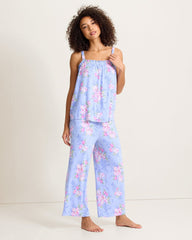 Jersey Tank Top &amp; Cropped Pants Pajama Set - Blue Whisper