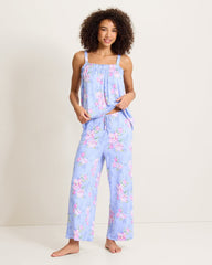 Jersey Tank Top &amp; Cropped Pants Pajama Set - Blue Whisper