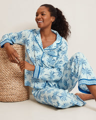 Lawn Long-Sleeve Top &amp; Pants Pajama Set - Fresh Aqua