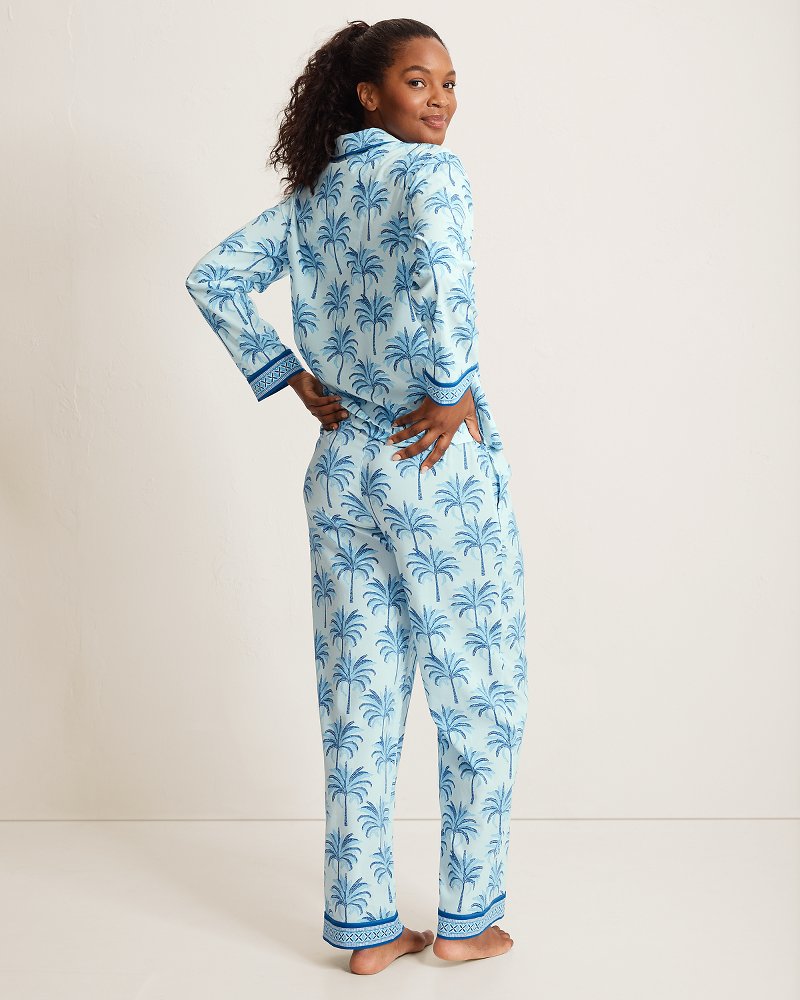 Lawn Long-Sleeve Top &amp; Pants Pajama Set - Fresh Aqua