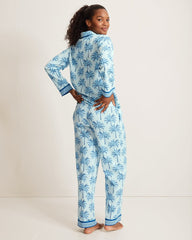 Lawn Long-Sleeve Top &amp; Pants Pajama Set - Fresh Aqua