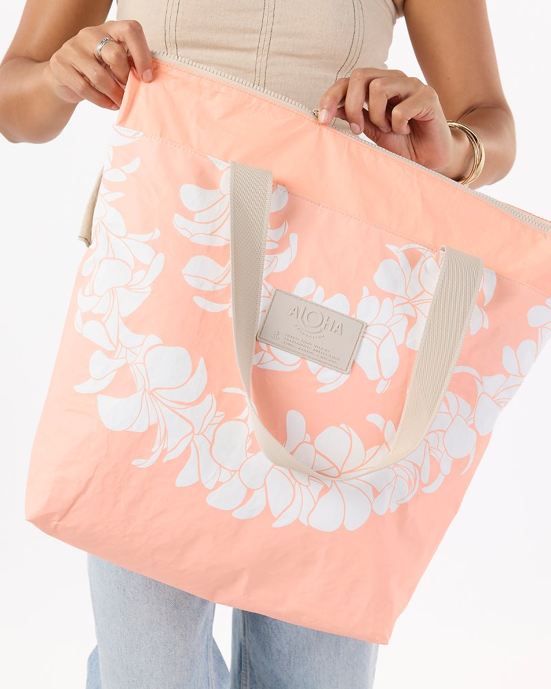 Aloha Collection Plumeria Lei Day Tripper Tote - Peachy