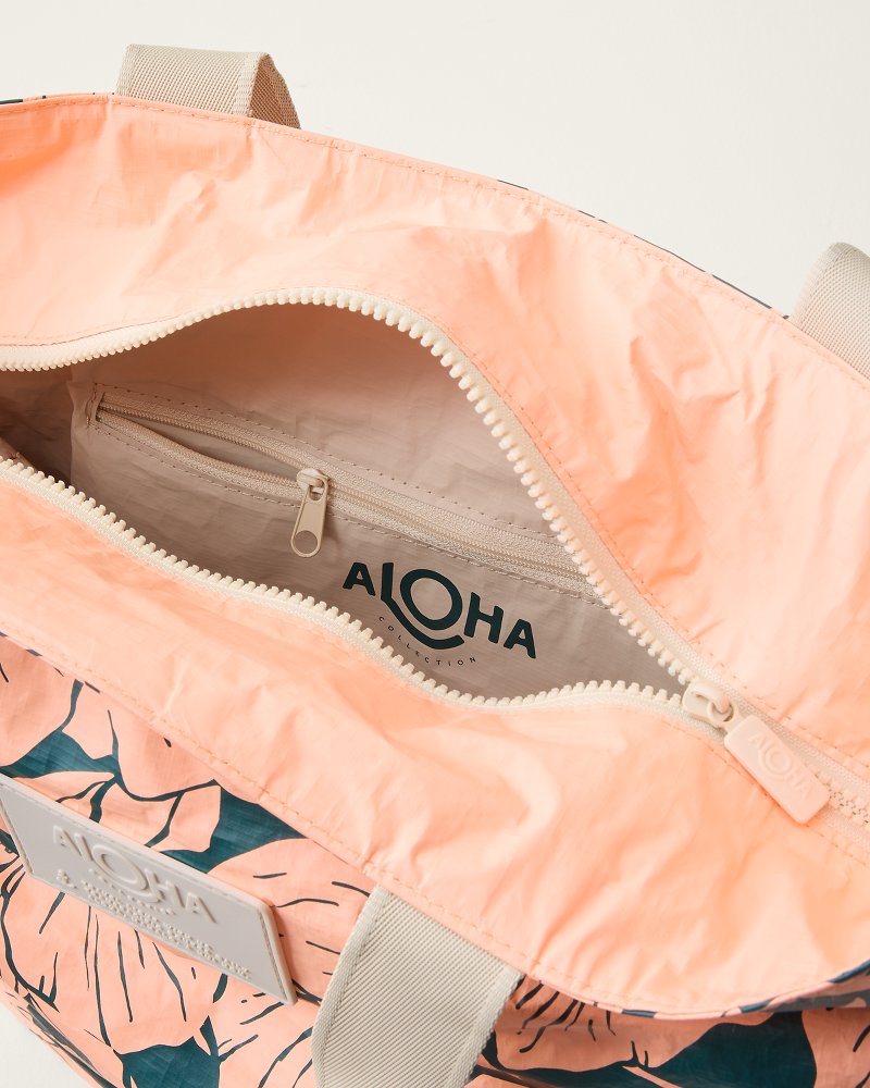 Aloha Collection Flor Del Mar Day Tripper Tote - Dark Teal/Peachy