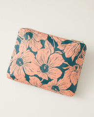 Aloha Collection Flor Del Mar Small Pouch - Dark Teal/Peachy