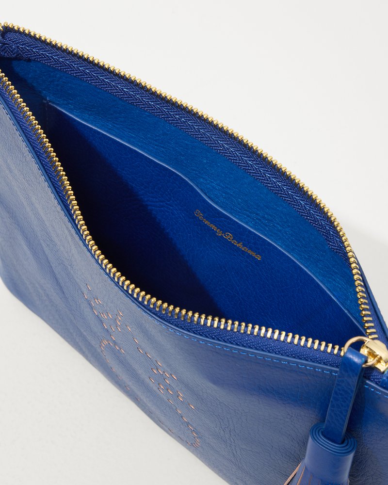 Tommy Bahama Perforated Leather Pouch - Blue