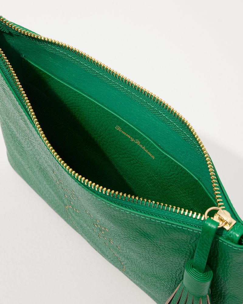 Tommy Bahama Perforated Leather Pouch - Green