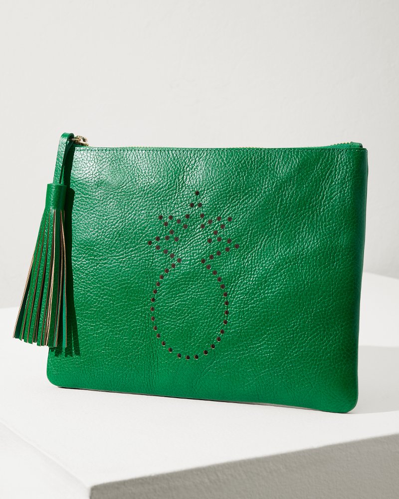 Tommy Bahama Perforated Leather Pouch - Green